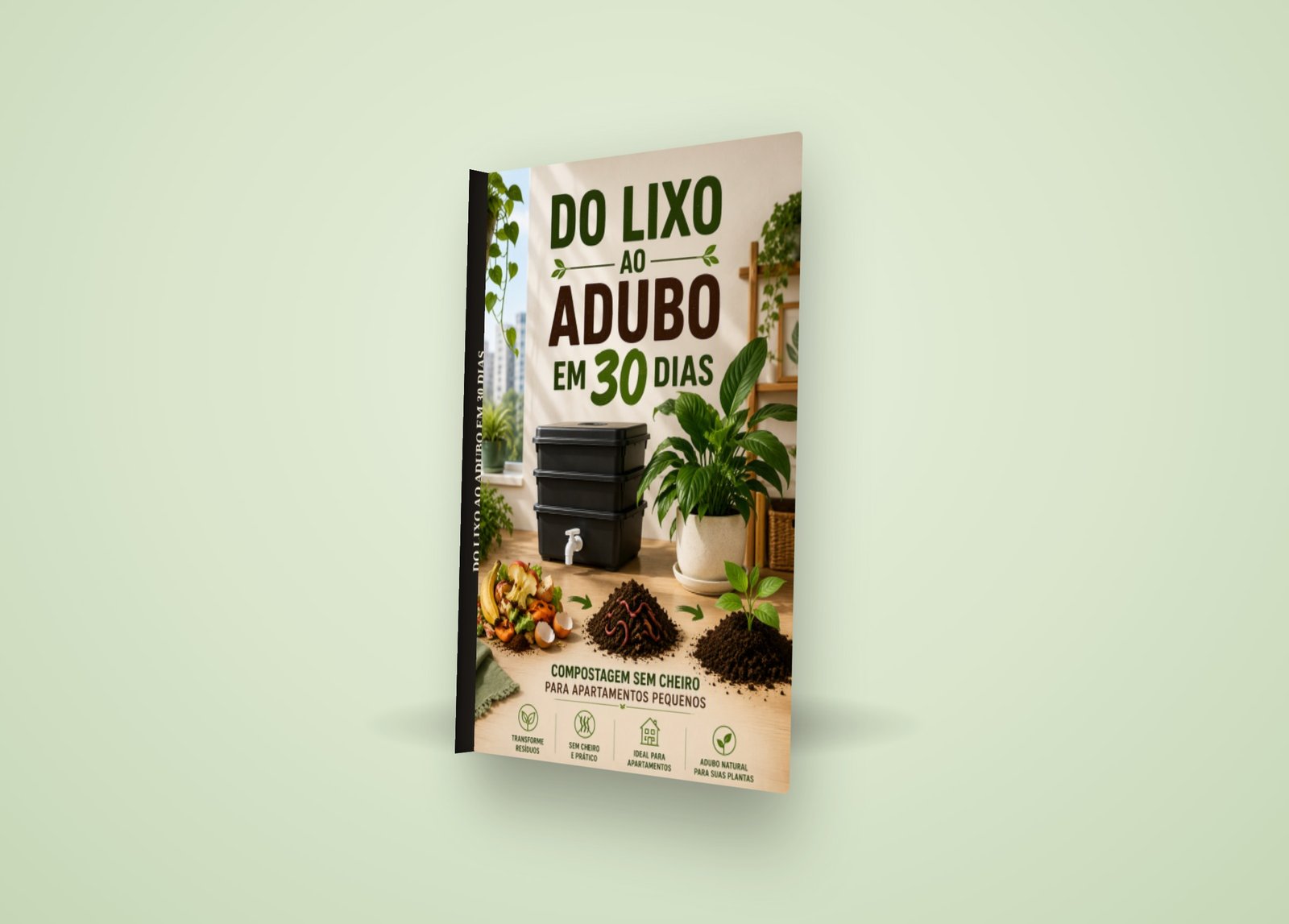 Mockup 3D do e-book Do Lixo ao Adubo em 30 Dias